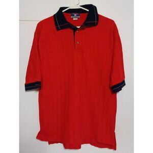 Vintage identity 1st Sportswear Mens Large Cotton Short Sleeve Red Polo Shirt